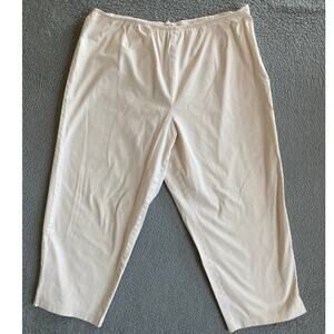 Eileen Fisher Pants 2X Crop Stretch Zip Up Straight Leg High Rise Cream Beach